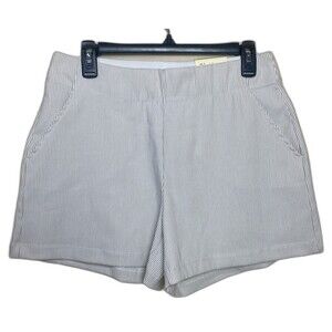 Max studio elastic slip on shorts Cream and Tan stripe L NWT $88